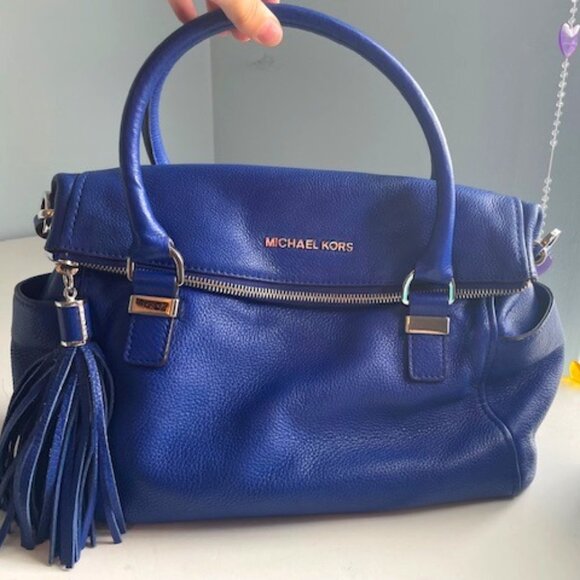 Michael Kors Retro Vintage Bright Blue Leather Shoulder Bag – Like New - Picture 1 of 5